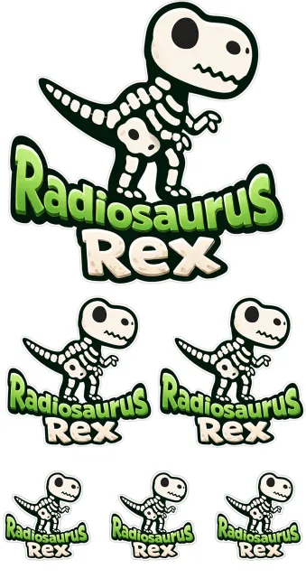 „Radiosaurus Rex“ Radiologie-Sticker – laminiert, konturgeschnitten und in verschiedenen Größen