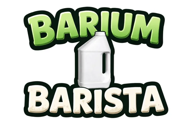 „Barium Barista“ Radiologie-Sticker – 3 Designs in verschiedenen Größen