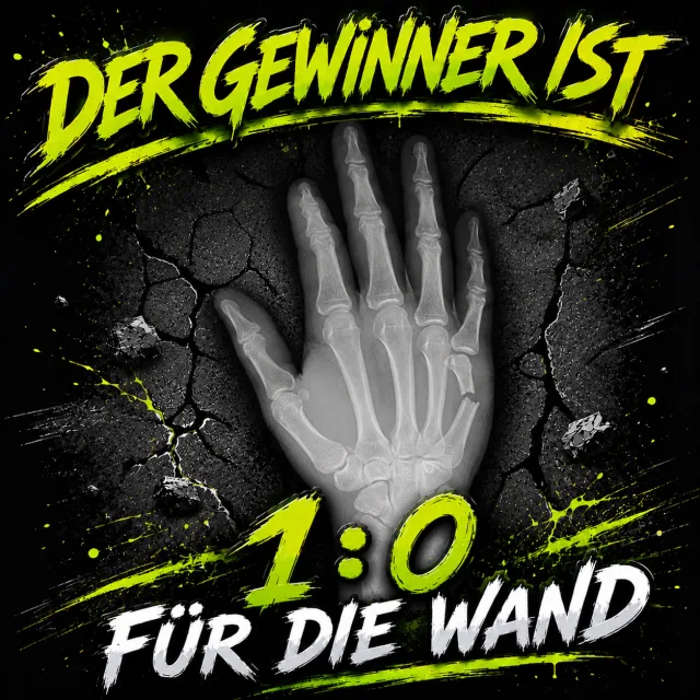„1:0 für die Wand“ Röntgen-Sticker – Deutsch oder Englisch
