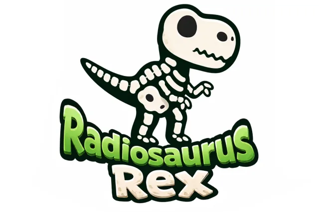 „Radiosaurus Rex“ Radiologie-Sticker – laminiert, konturgeschnitten und in verschiedenen Größen