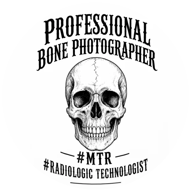 „Professional Bone Photographer“ MTR-Sticker – Totenkopf-Radiologie-Motiv