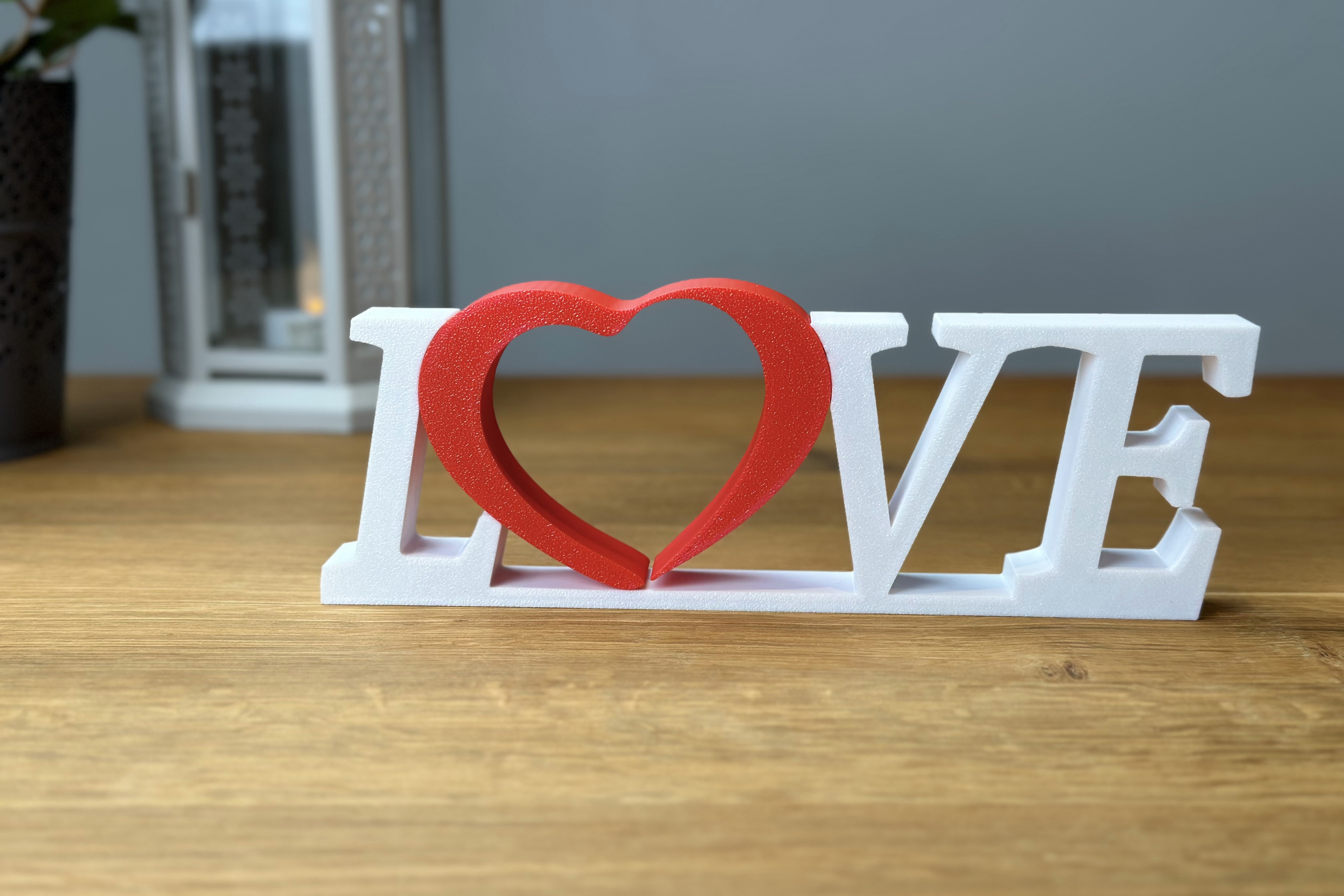 "Love" decorative lettering with red heart for your home or perfect gift for friends / family